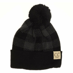 C.C Beanie Baby Buffalo Plaid Pom Beanie
