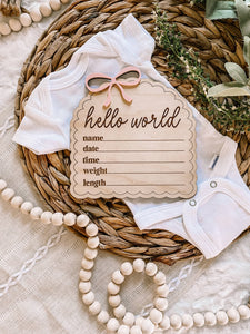 Dainty Bow Hello World Sign