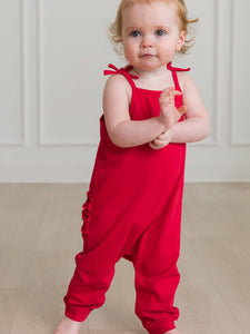 RuffleButts + RuggedButts® Red Tie Romper