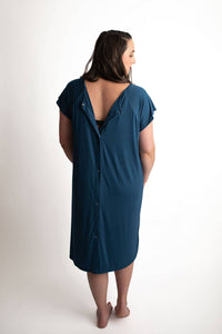 Navy Blue Maternity Mommy Labor and Delivery/ Nursing Gown