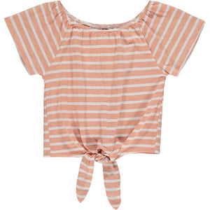 Vignette® Coral Ivory Stripe Esme Top