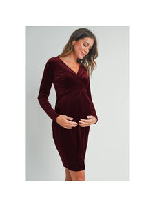 Burgundy Velvet Maternity Dress Mama + Me Boutique Burgundy Velvet Maternity Dress Mama + Me Boutique
