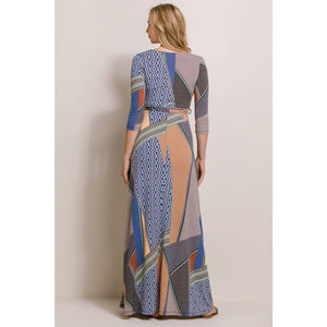 Geo Print Nursing Faux Wrap Maxi Dress