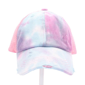 C.C Beanie Kids' Tie Dye Criss-Cross High Ponytail Baseball Cap