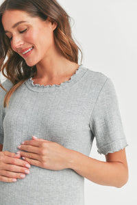 Ribbed Short Sleeve Maternity T-Shirt Dress