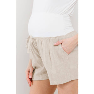 Linen Blend Maternity Shorts