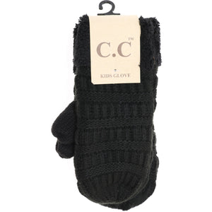 C.C Beanie Kids Solid Fuzzy Lined Mittens