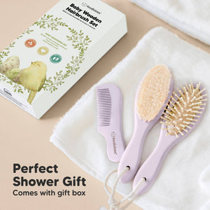 KeaBabies Baby Hair Brush and Comb Set - Thistle