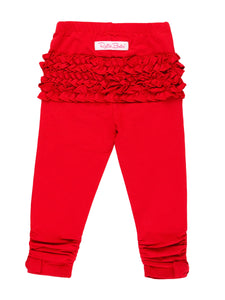 RuffleButts + RuggedButts® Red Ruched Bow Leggings