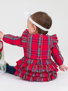 RuffleButts + RuggedButts® 'Tis The Season Plaid Bubble Romper