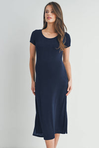 Double Slit Maternity Midi Dress