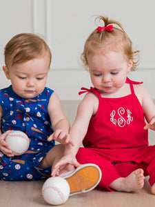 RuffleButts + RuggedButts® Red Tie Romper