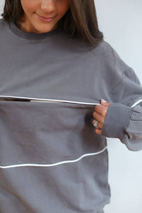 Relaxed Fit Invisible Zipper Breastfeeding Sweatshirt
