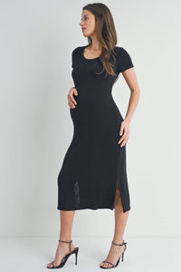 Double Slit Maternity Midi Dress
