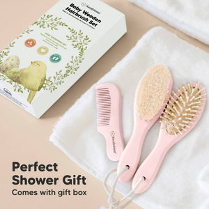 KeaBabies Baby Hair Brush and Comb Set - Blush