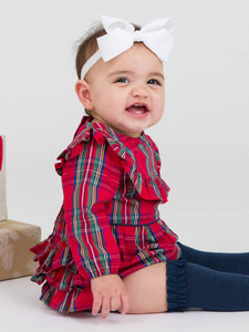 RuffleButts + RuggedButts® 'Tis The Season Plaid Bubble Romper