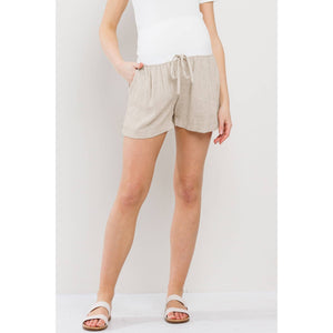 Linen Blend Maternity Shorts