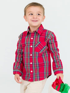 RuffleButts + RuggedButts® 'Tis The Season Plaid Button Down Shirt