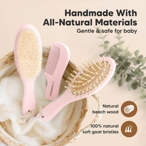 KeaBabies Baby Hair Brush and Comb Set - Blush