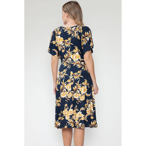 Floral V-Neck Flutter Maternity Sleeve Dress
