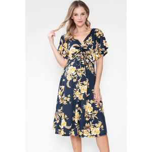 Floral V-Neck Flutter Maternity Sleeve Dress