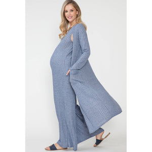Everyday Maxi Jumpsuit & Cardigan 2Pcs Maternity Set
