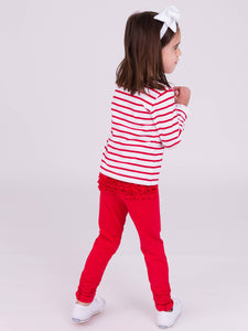 RuffleButts + RuggedButts® Red Ruched Bow Leggings