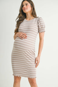 Striped Short Sleeve Maternity T-Shirt Dress