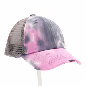 C.C Beanie Kids' Tie Dye Criss-Cross High Ponytail Baseball Cap