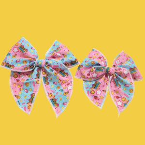 Pink & Blue School Bus Bow