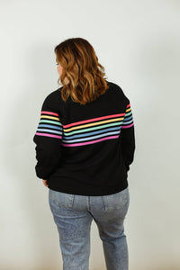 Black Stripe Invisible Zip Breastfeeding Sweatshirt