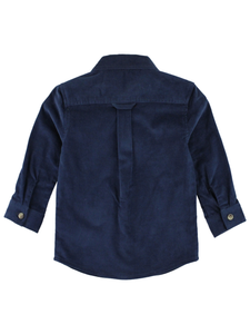 RuffleButts + RuggedButts® Navy Stretch Corduroy Button Down