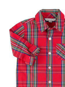 RuffleButts + RuggedButts® 'Tis The Season Plaid Button Down Shirt