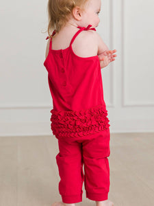 RuffleButts + RuggedButts® Red Tie Romper