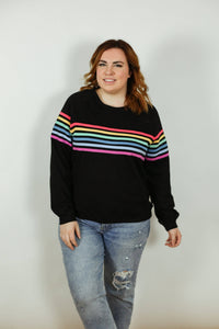 Black Stripe Invisible Zip Breastfeeding Sweatshirt