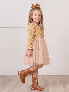 Gold Sparkle Party Tulle Dress