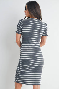 Striped Short Sleeve Maternity T-Shirt Dress